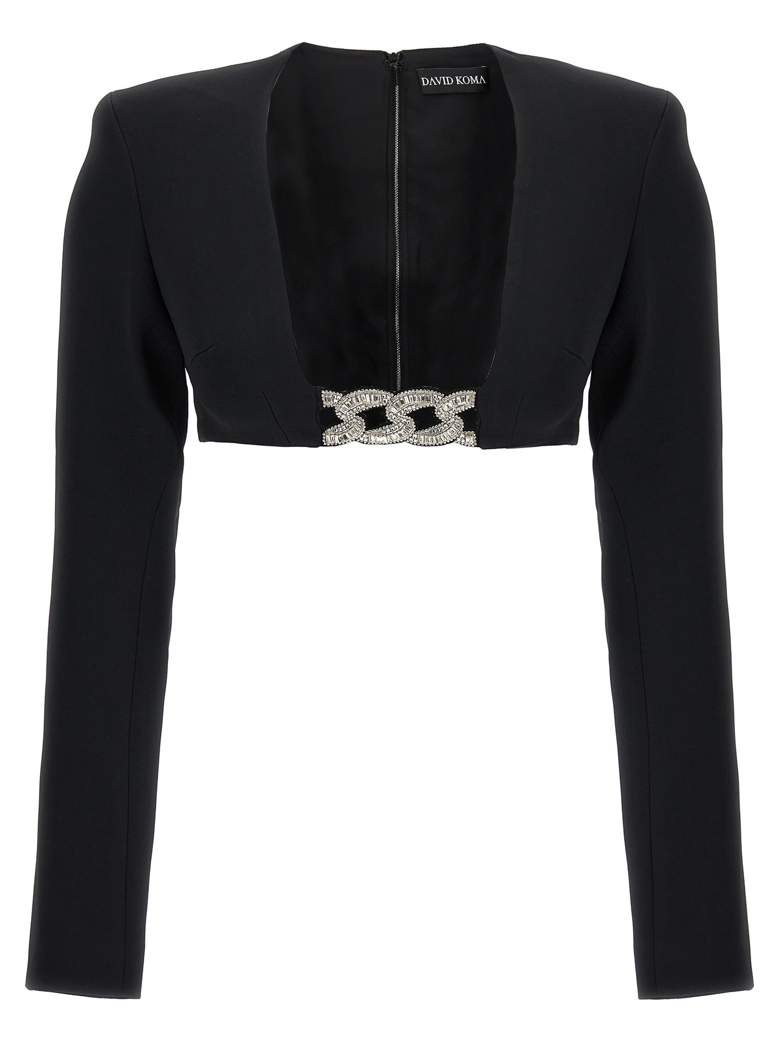 DAVID KOMA Top '3D Crystsal Chain And Square Neck'