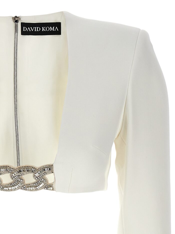 DAVID KOMA Top '3D Crystsal Chain And Square Neck'