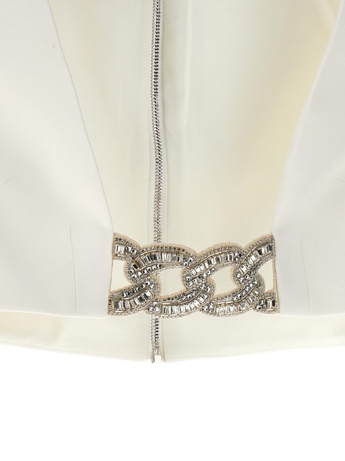 DAVID KOMA Top '3D Crystsal Chain And Square Neck'