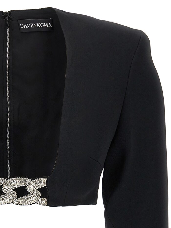 DAVID KOMA Top '3D Crystsal Chain And Square Neck'