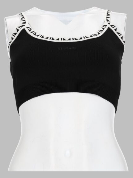 Versace Top Cropped A Coste Con Logo