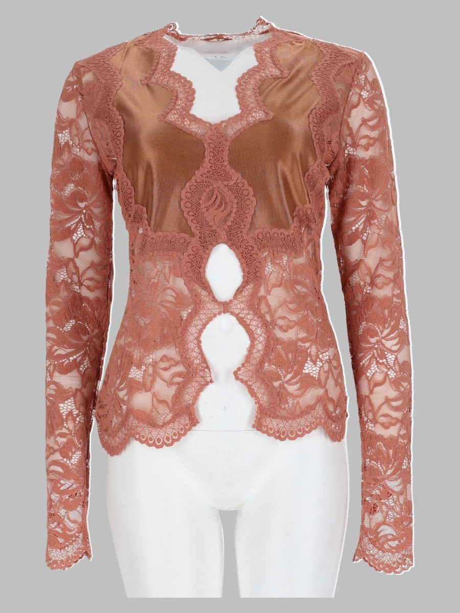 RABANNE Top In Pizzo E Jersey