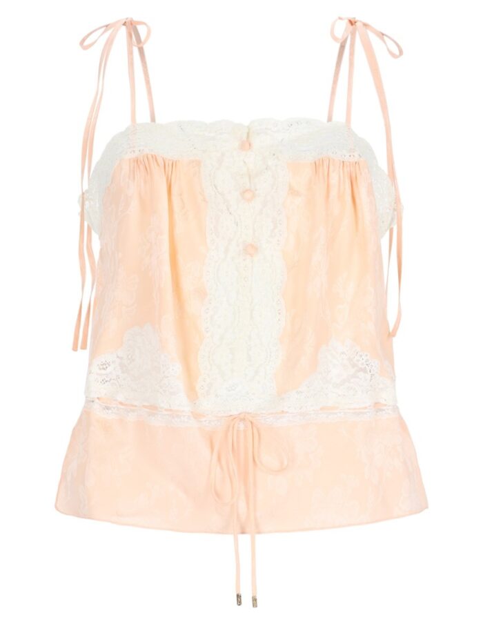 chloÉ top in seta con inserti in pizzo CHLOÉ Top In Seta Con Inserti In Pizzo