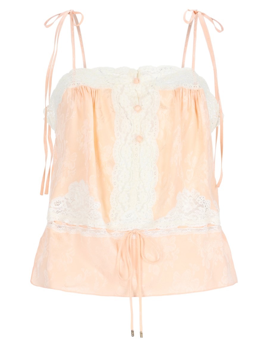 CHLOÉ Top In Seta Con Inserti In Pizzo