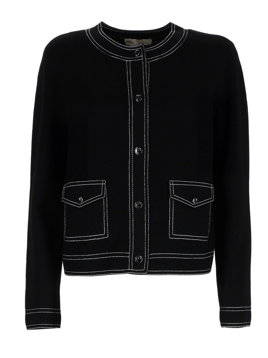 Tory Burch TOPSTITCHED CARDIGAN