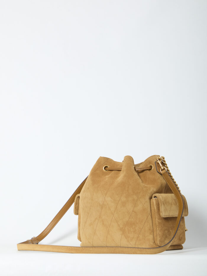 Tory Burch Charlie quilted suede drawstring bag