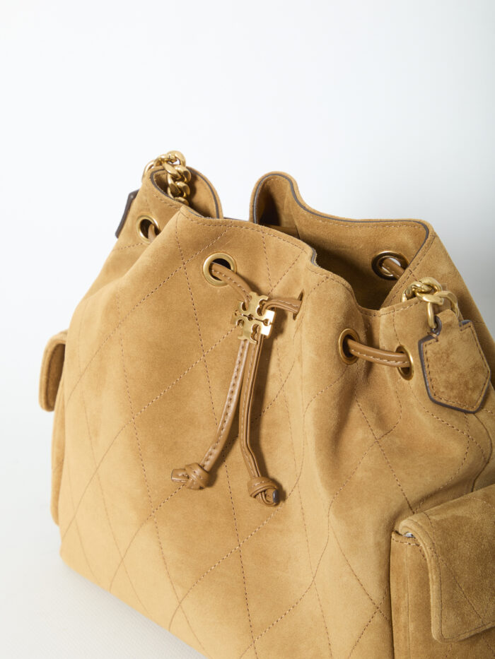 Tory Burch Charlie quilted suede drawstring bag