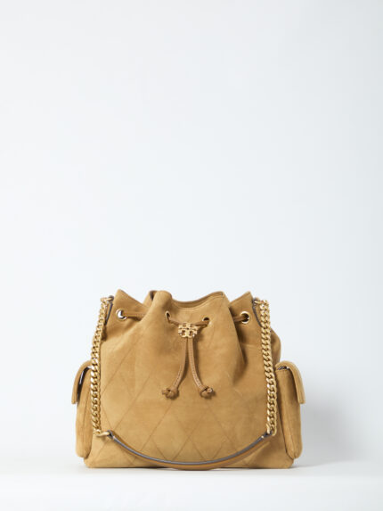 Tory Burch Charlie quilted suede drawstring bag