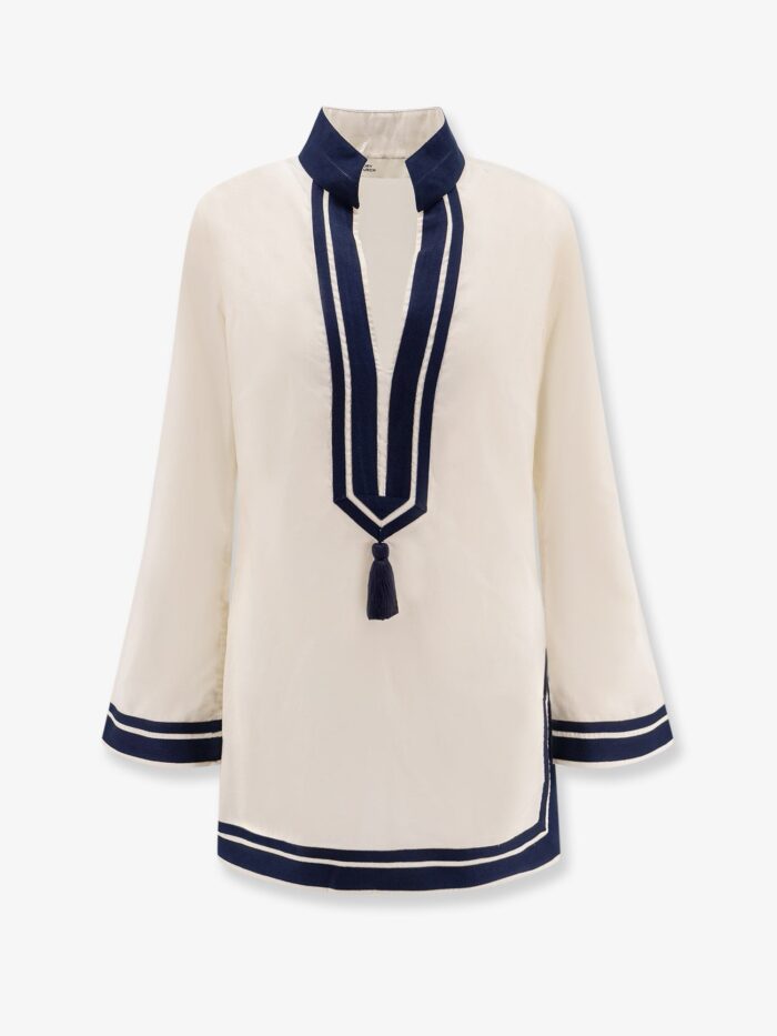 Tory Burch Cotton Short Dress With Contrasting Profiles
