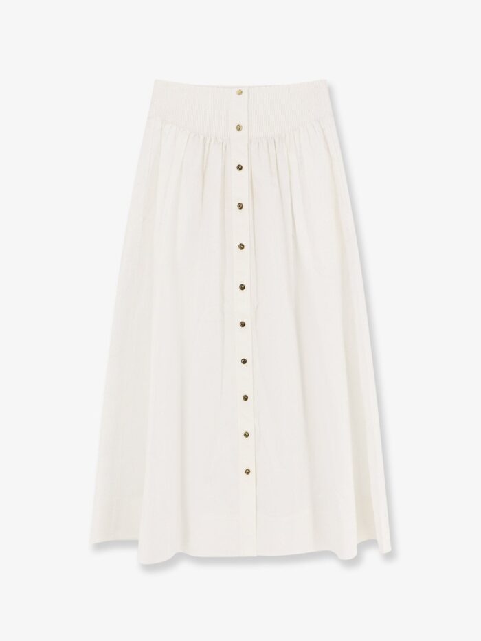 Tory Burch Cotton Skirt With Logoed Buttons