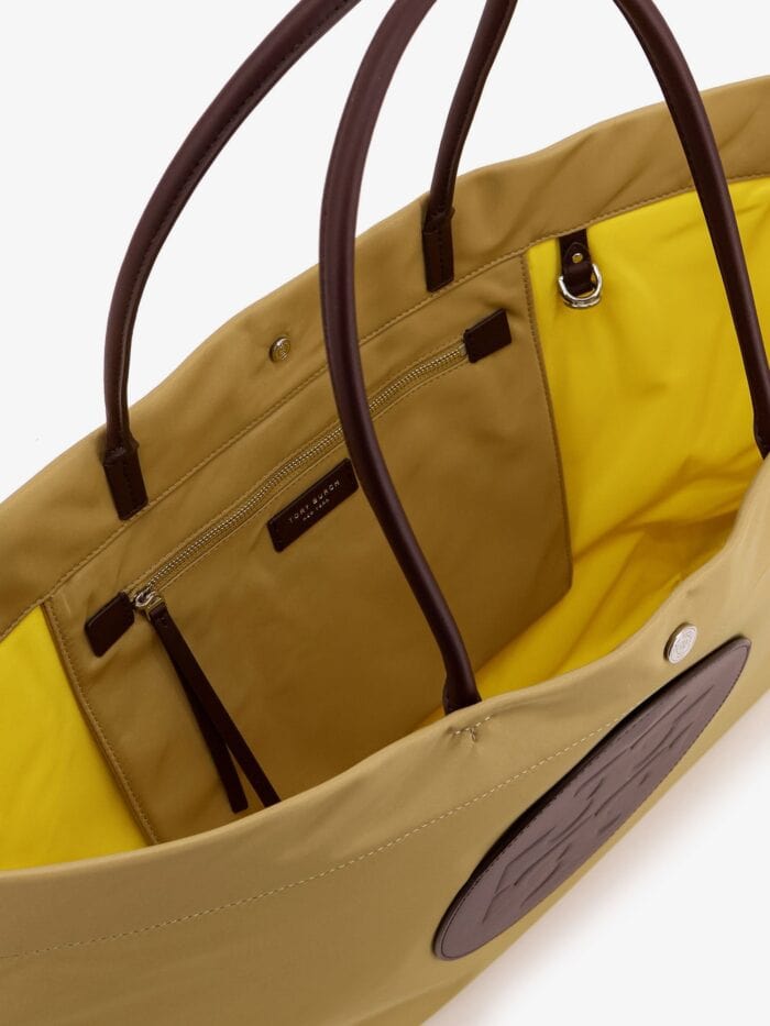 Tory Burch Ella Twist Nylon Shoulder Bag With Maxi Logo Patch On The Front