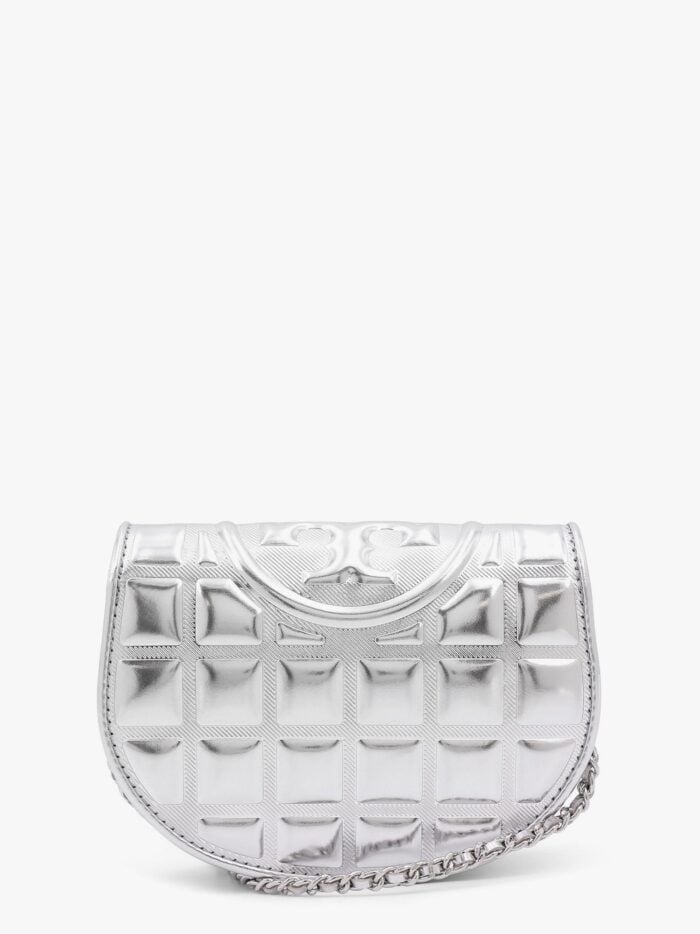 Tory Burch Fleming Metallized Matelassé Leather Shoulder Bag With Chain Shoulder Strap