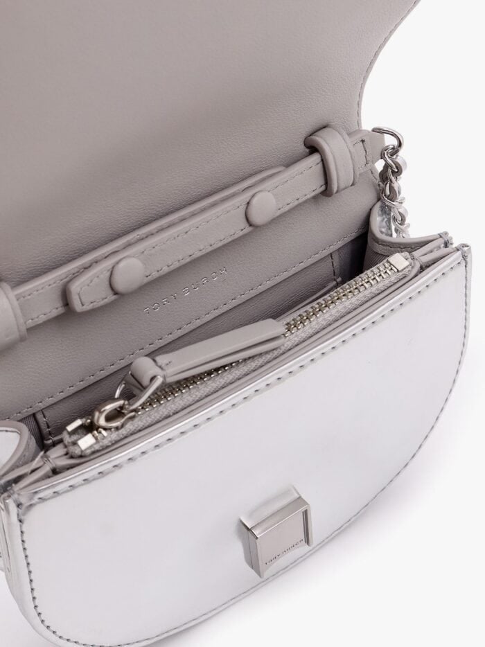 Tory Burch Fleming Metallized Matelassé Leather Shoulder Bag With Chain Shoulder Strap