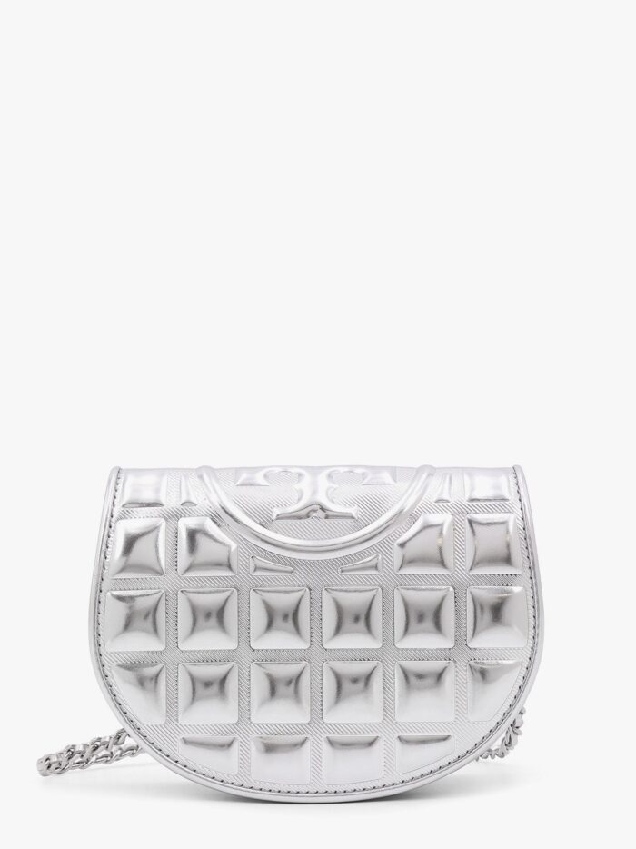 Tory Burch Fleming Metallized Matelassé Leather Shoulder Bag With Chain Shoulder Strap