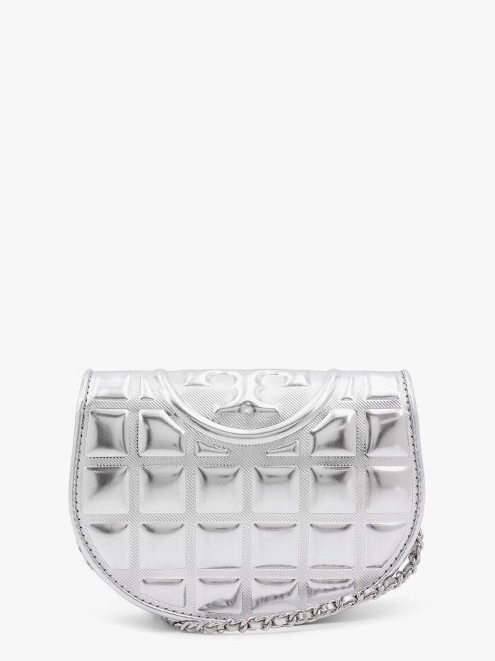 Tory Burch Fleming Metallized Matelassé Leather Shoulder Bag With Chain Shoulder Strap