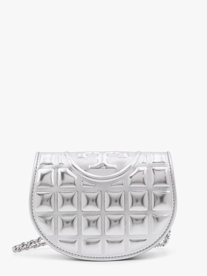 Tory Burch Fleming Metallized Matelassé Leather Shoulder Bag With Chain Shoulder Strap