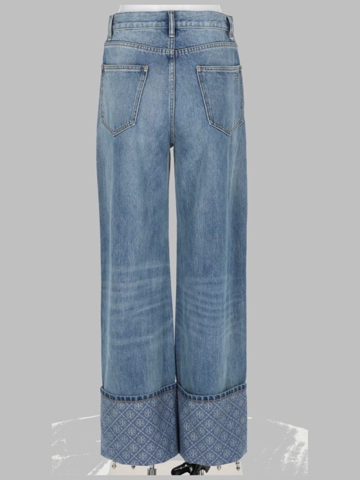 Tory Burch JEANS A GAMBA DRITTA CON RISVOLTO A CONTRASTO