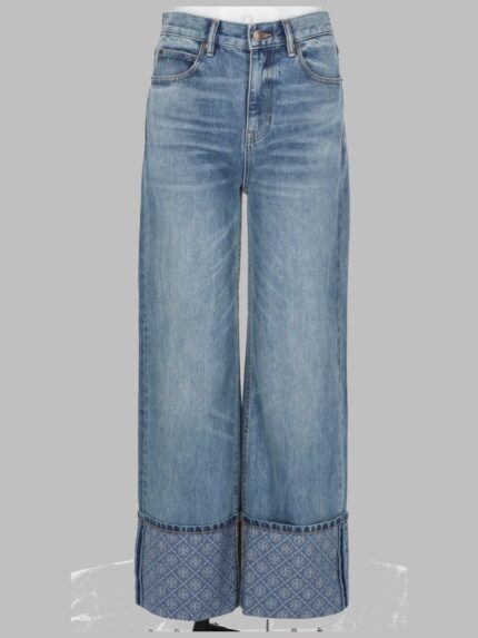 Tory Burch JEANS A GAMBA DRITTA CON RISVOLTO A CONTRASTO