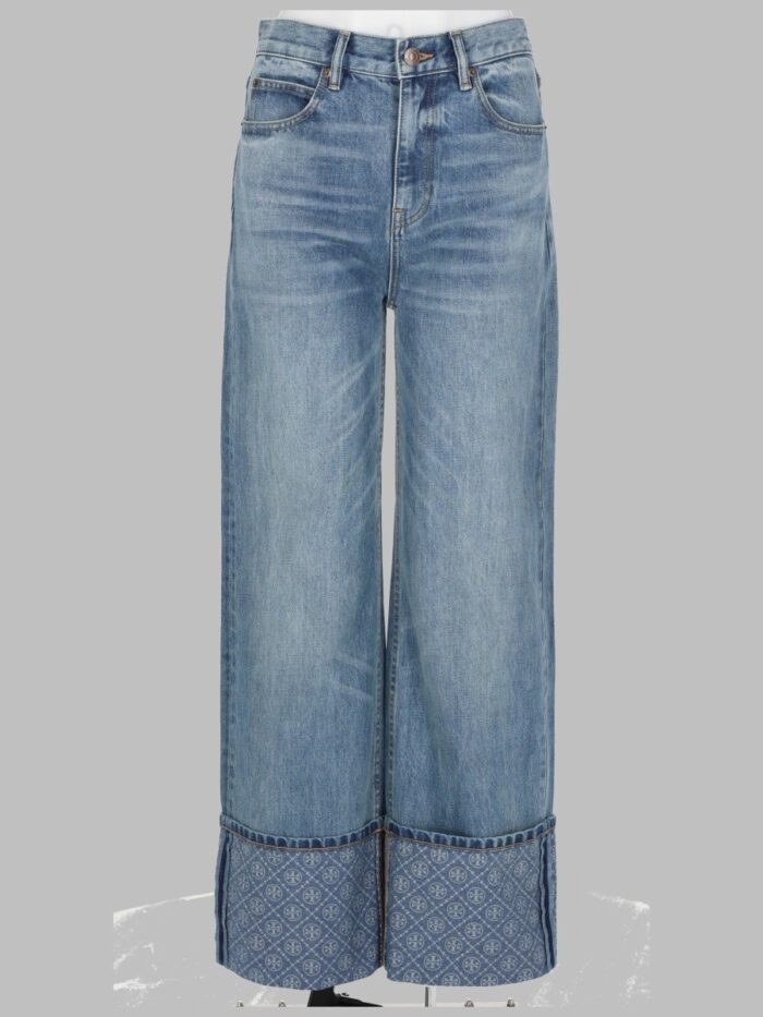 tory burch jeans a gamba dritta con risvolto a contrasto Tory Burch JEANS A GAMBA DRITTA CON RISVOLTO A CONTRASTO