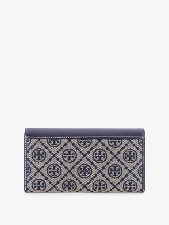Tory Burch Leather And T Monogram Fabric Wallet