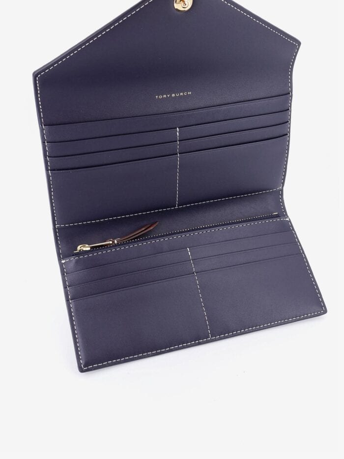 Tory Burch Leather And T Monogram Fabric Wallet