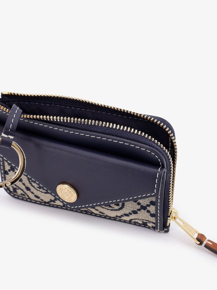 Tory Burch Leather And T Monogram Fabric Wallet