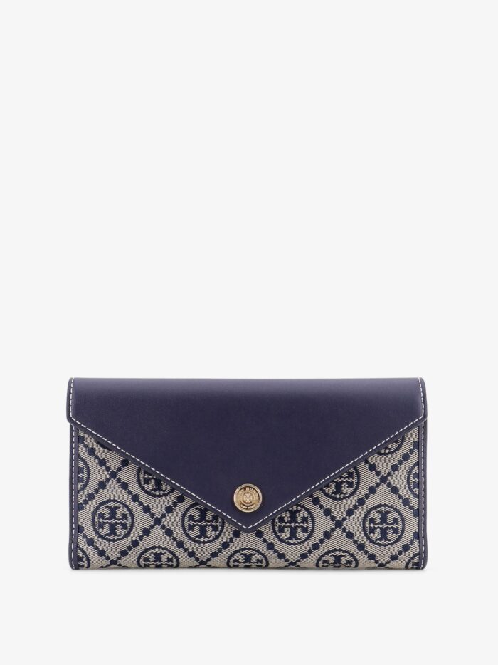 Tory Burch Leather And T Monogram Fabric Wallet