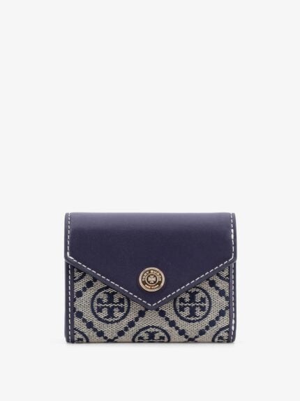 Tory Burch Leather And T Monogram Fabric Wallet