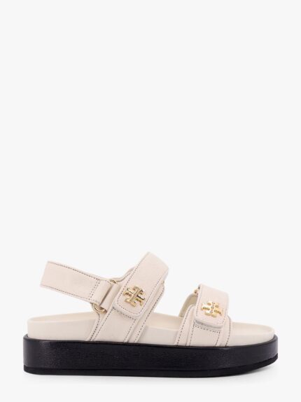 Tory Burch Leather Sandals With Metal Monogram