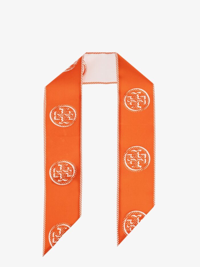 Tory Burch Medallion Logo Ribbon Silk Tie