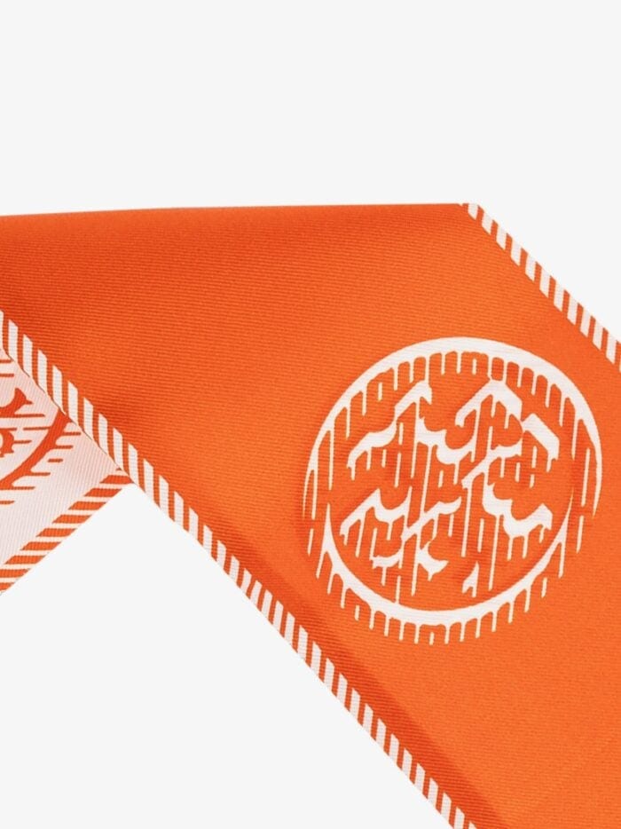 Tory Burch Medallion Logo Ribbon Silk Tie