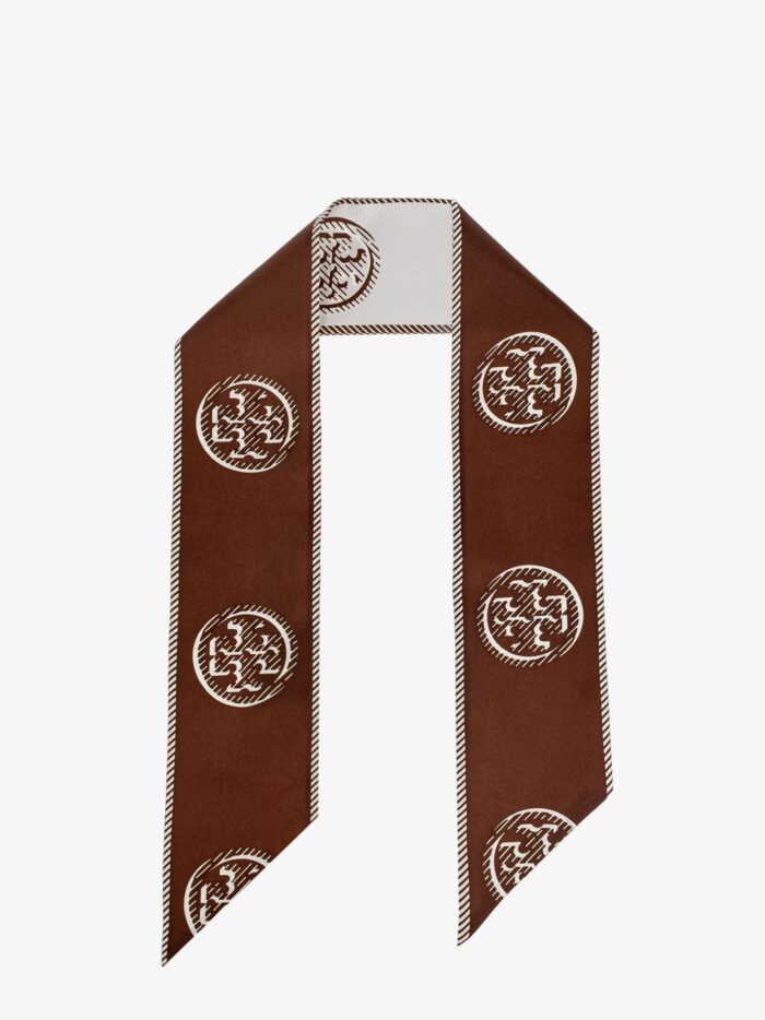 Tory Burch Medallion Logo Ribbon Silk Tie