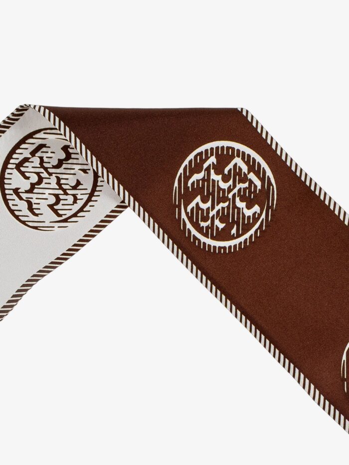 Tory Burch Medallion Logo Ribbon Silk Tie