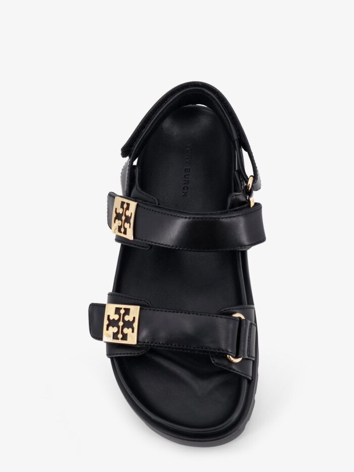 Tory Burch Mellow Leather Sandals With Metal Logo On The Side
