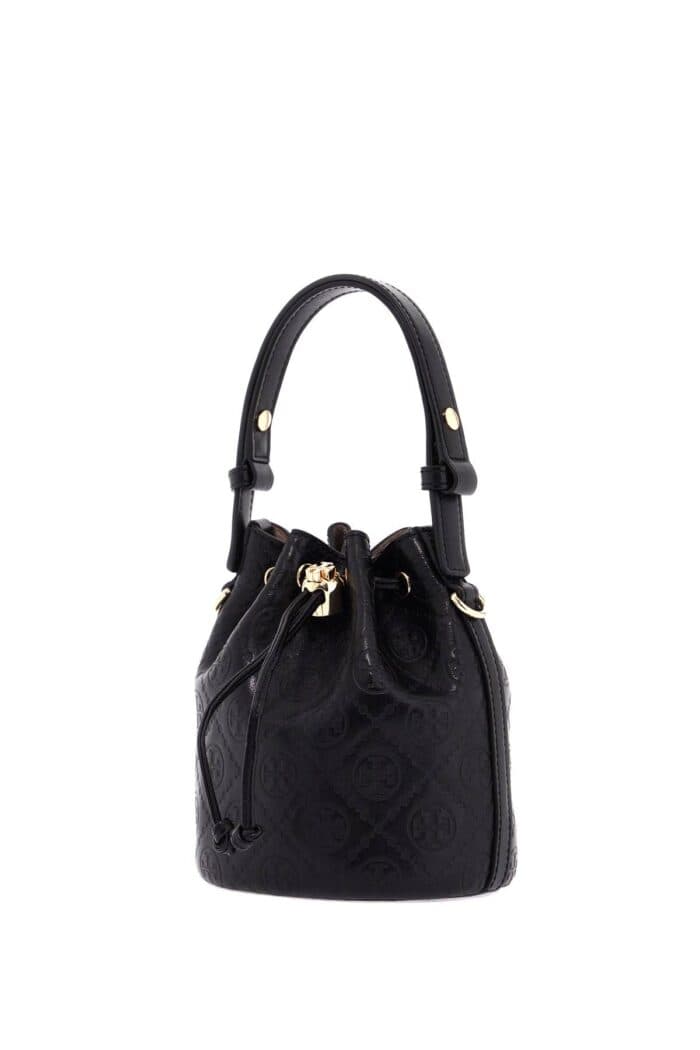 TORY BURCH Mini T Monogram Leather Bucket Bag