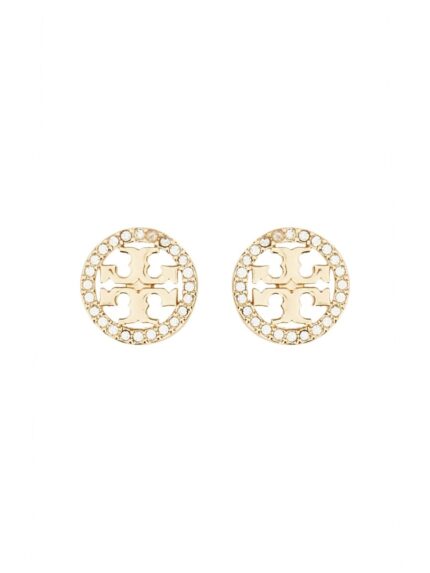 Tory Burch ORECCHINI CIRCLE-STUD CRYSTAL LOGO