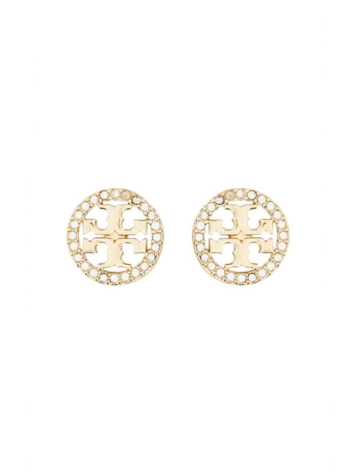 tory burch orecchini circle stud crystal logo Tory Burch ORECCHINI CIRCLE-STUD CRYSTAL LOGO