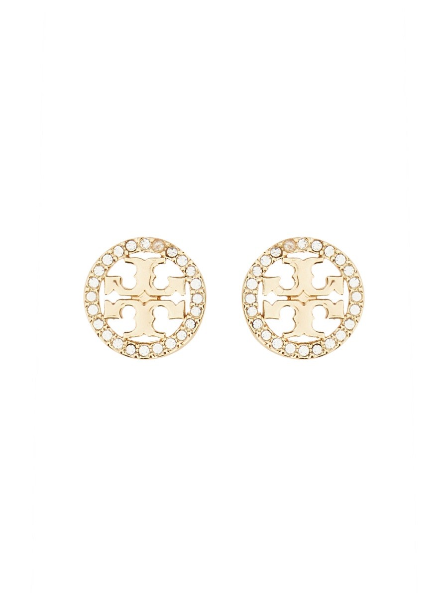 Tory Burch ORECCHINI CIRCLE-STUD CRYSTAL LOGO
