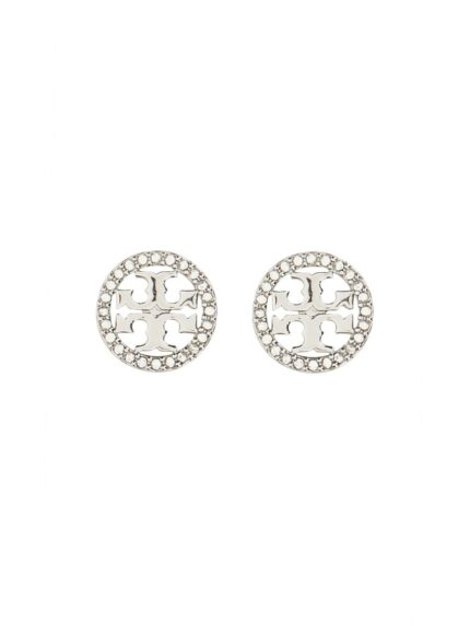 Tory Burch ORECCHINI CIRCLE-STUD CRYSTAL LOGO