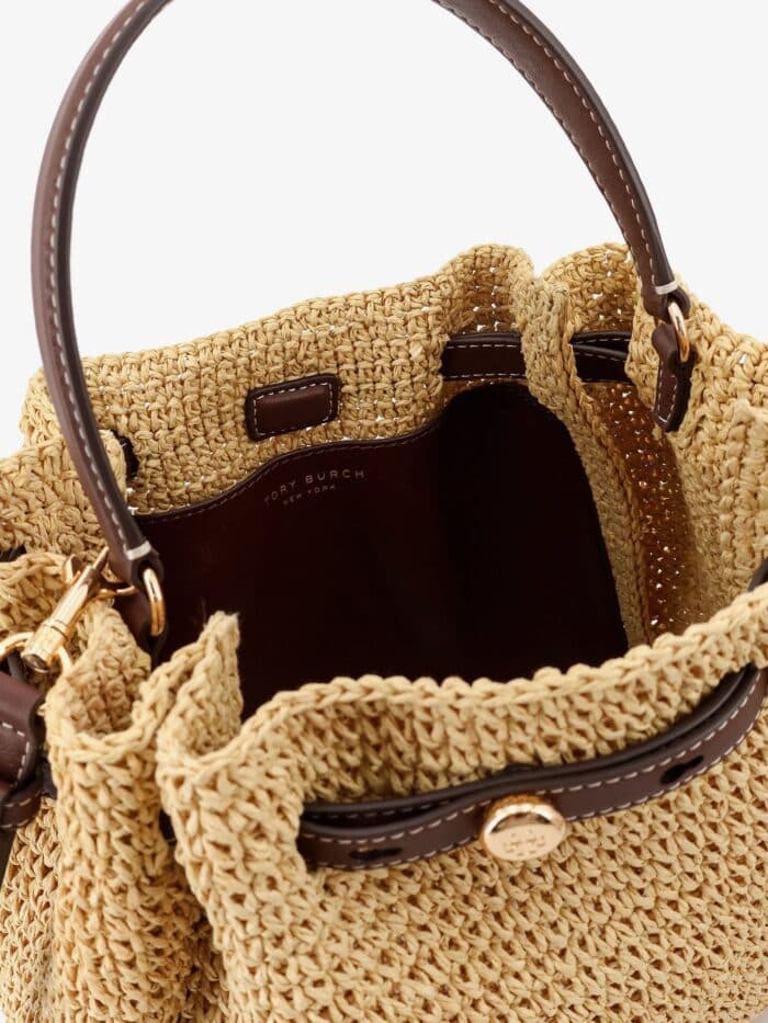 Tory Burch Romy Raffia And Leather Bucket Bag