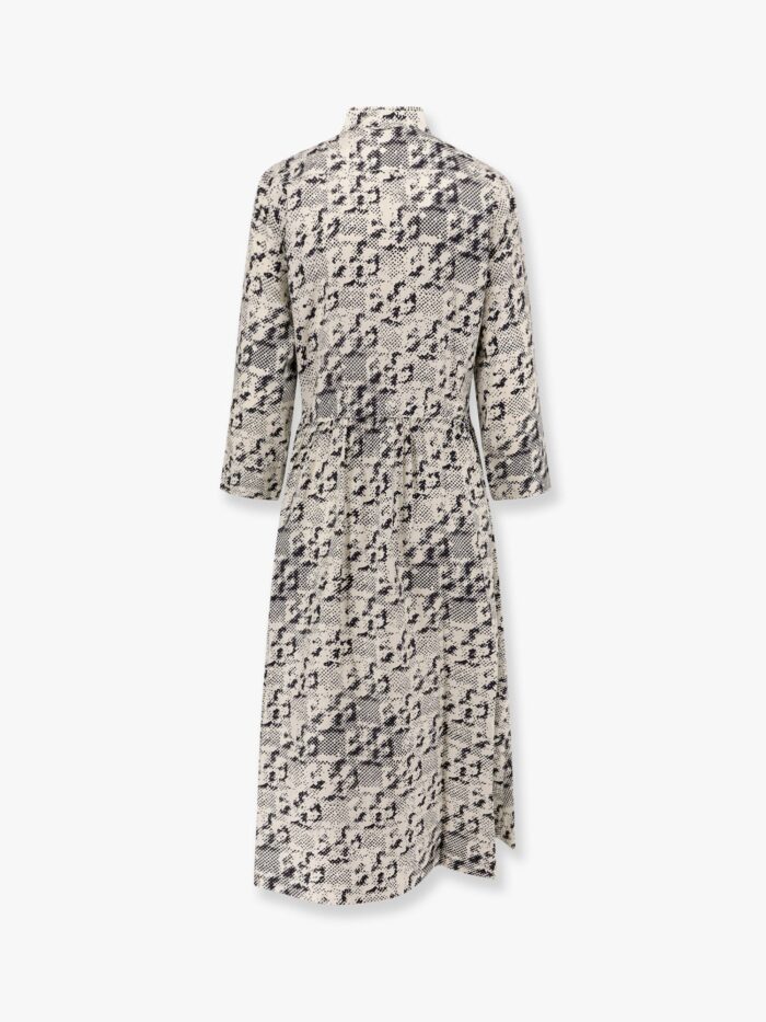 Tory Burch Silk Dress With Pixelated Logo Print