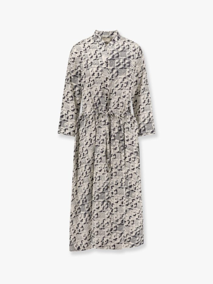 Tory Burch Silk Dress With Pixelated Logo Print