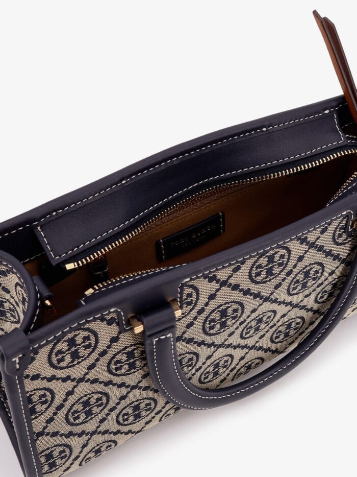 Tory Burch T Monogram E/W Fabric And Leather Bag