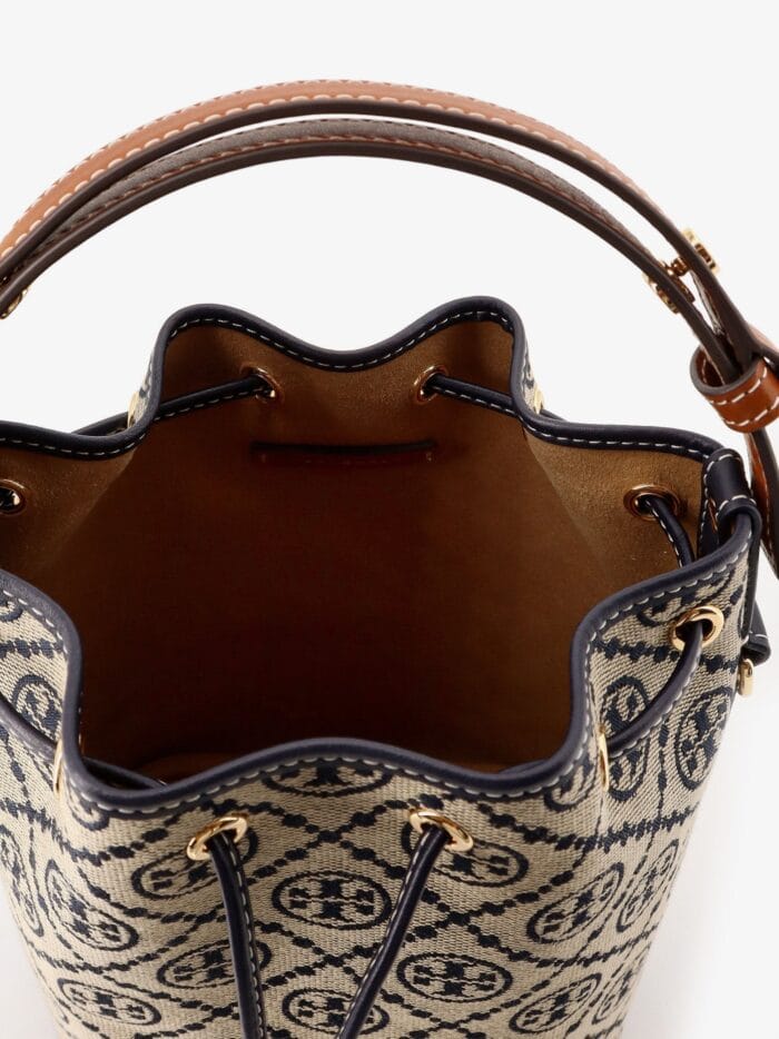 Tory Burch T Monogram Mini Jacquard Fabric Bucket Bag
