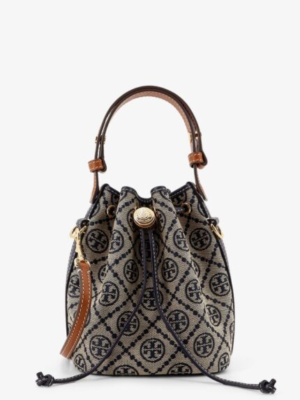 Tory Burch T Monogram Mini Jacquard Fabric Bucket Bag
