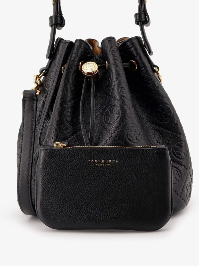 Tory Burch T Monogram Pebble Leather Bucket Bag