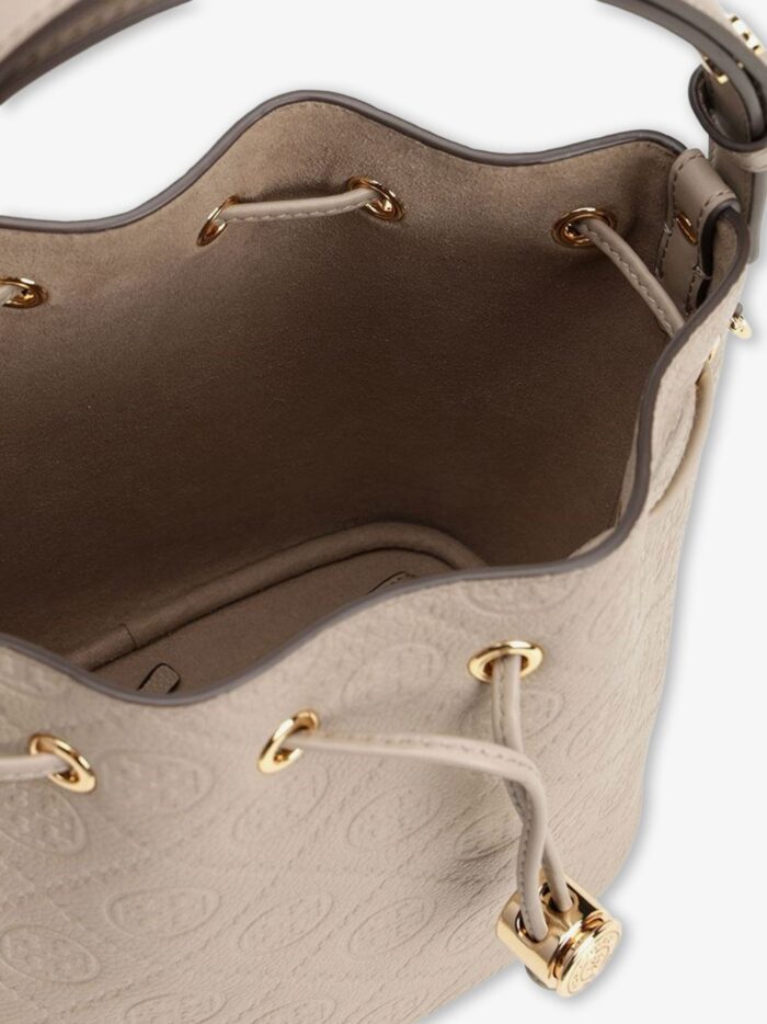 Tory Burch T Monogram Pebble Leather Bucket Bag