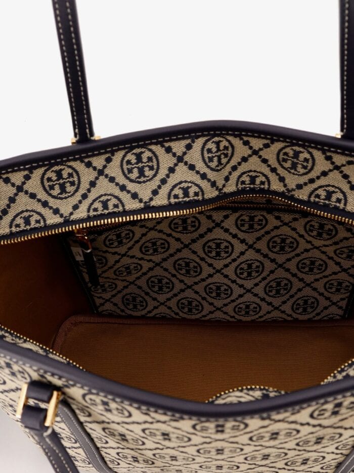 Tory Burch T Monogram Small Zip Jacquard Fabric Shopping Bag