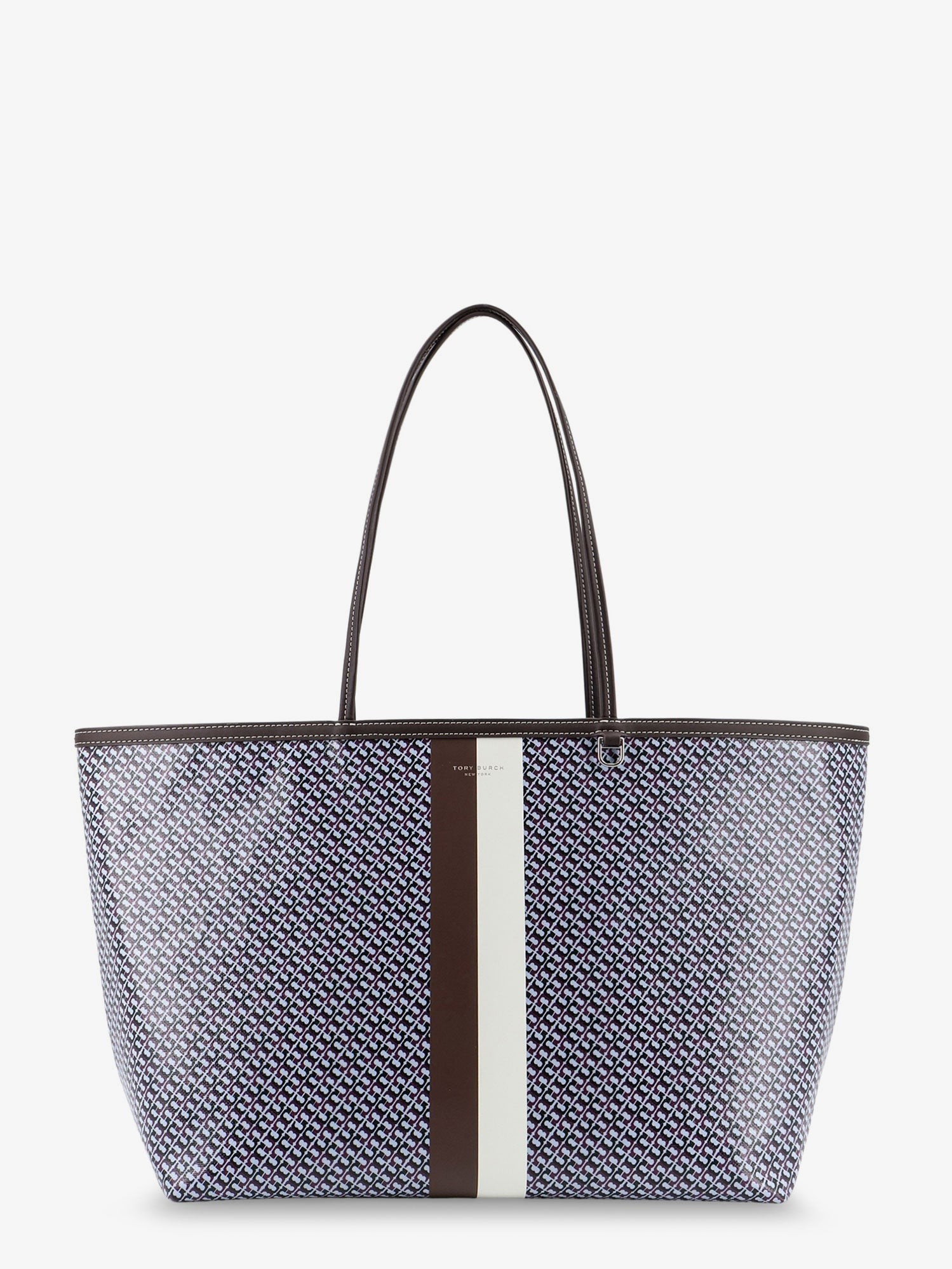 Tory Burch The Racer Tote Shoulder Bag In Coated Canvas With All-over Logo