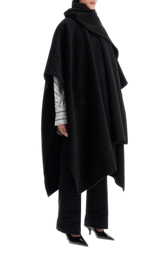 TOTEME Asymmetrical Double Coat In Rws Wool Black High Collar